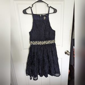 Women's Navy Blue Semi-Formal / Formal Dress with Rhinestones - Size 11